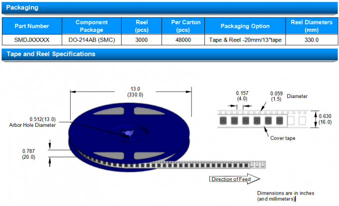 Bi-directional TVS Diode SMDJ5.0CA VRWM 5.0V Transient Voltage Suppressor Professional in Circuit Protection 13