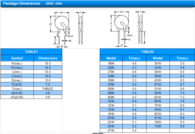 10D471K 10D471KJ Mov Varistor Resistor 470V Varistor ZOV 10MM DIP Operation 3